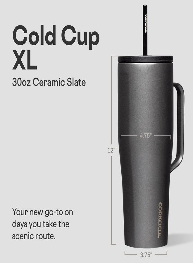 Corkcicle Cold Cup XL - Insulated Tumbler with Handle - Keeps Drinks Cold 12 Hours - Triple-Insulated - Spill-Proof Lid - Summer Drinkware Gift - Keeps Drinks Ice Cold - 30 oz - Ceramic Slate - Image 2